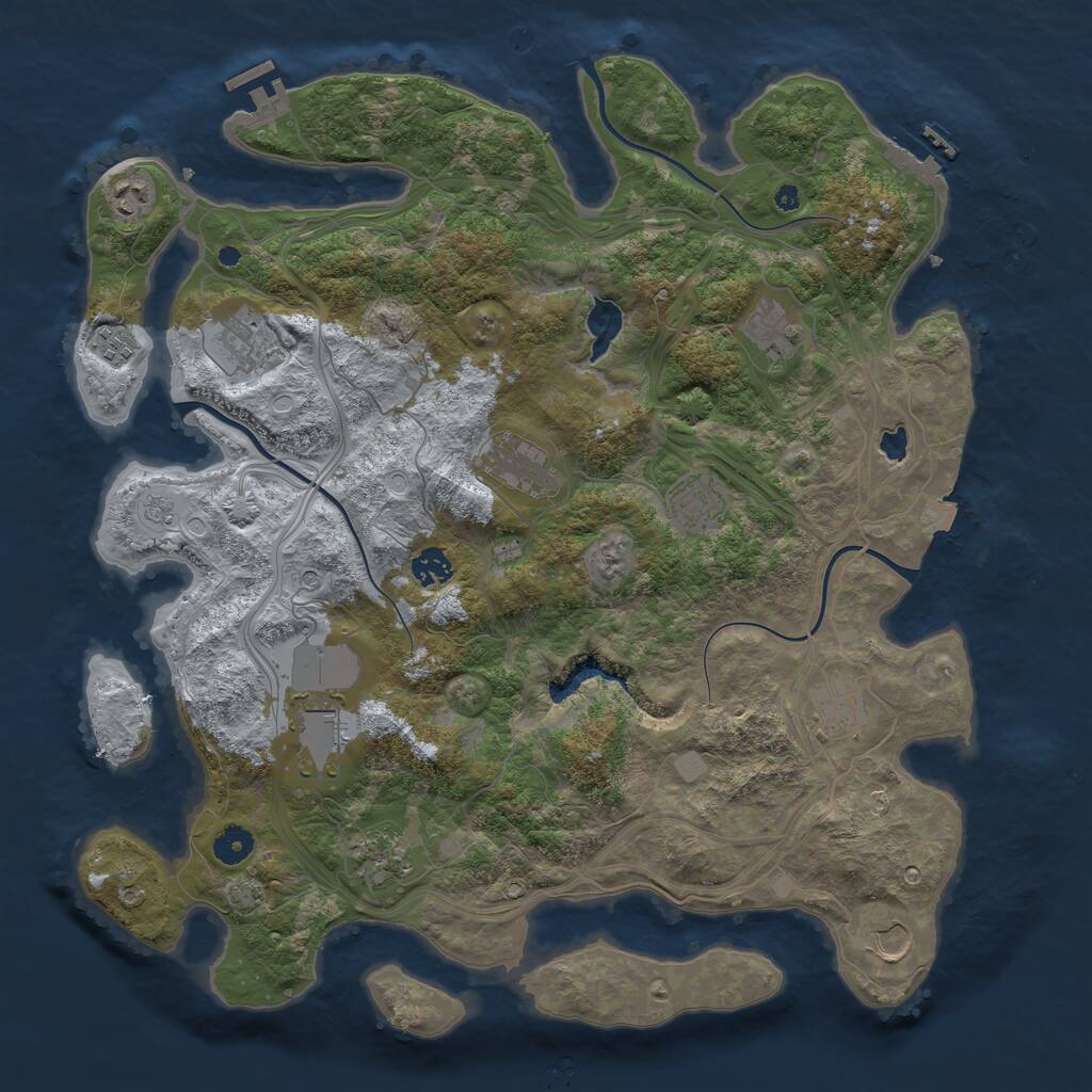 Rust Map: Procedural Map, Size: 4250, Seed: 1130958833, 17 Monuments