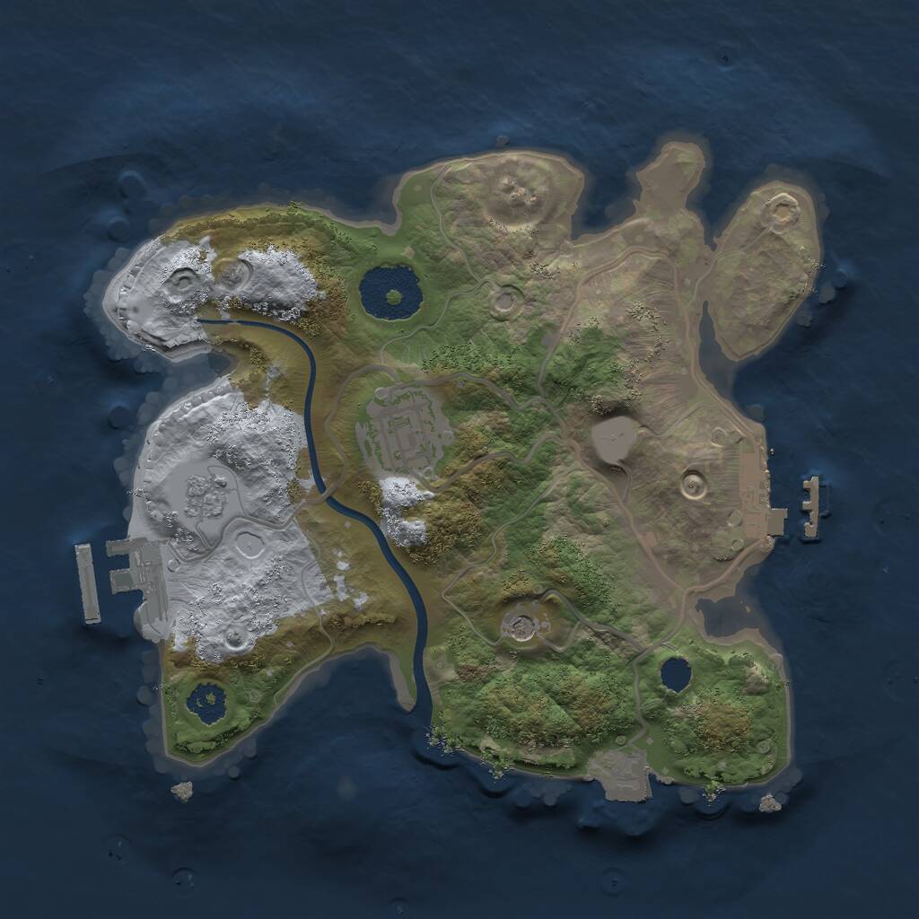Rust Map: Procedural Map, Size: 2333, Seed: 123456, 6 Monuments