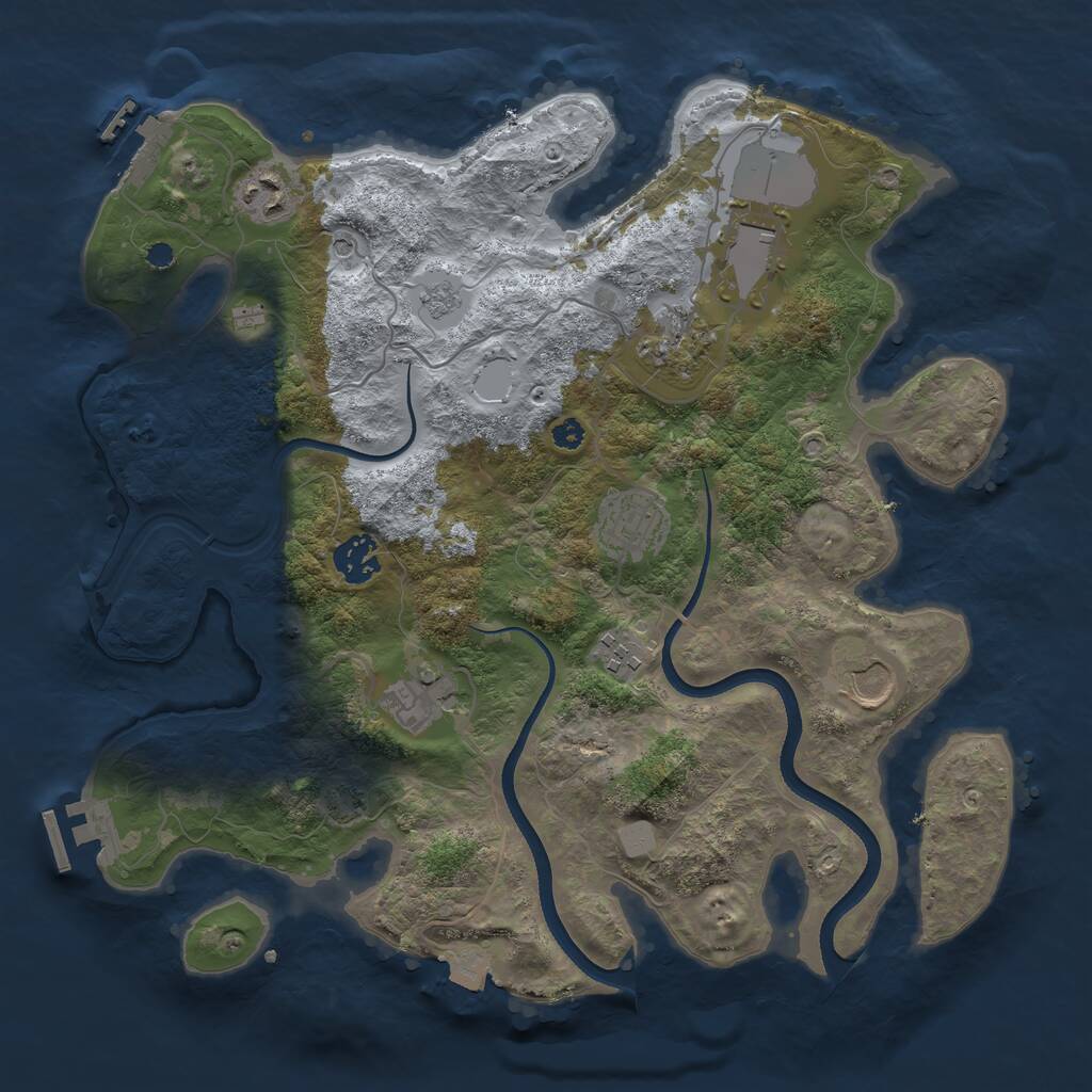 Rust Map: Procedural Map, Size: 3500, Seed: 862454066, 14 Monuments