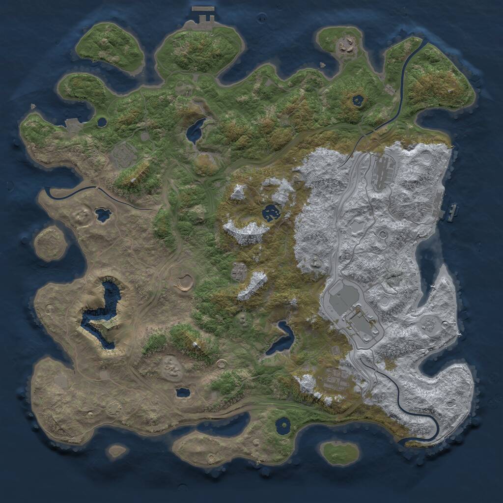 Rust Map: Procedural Map, Size: 4500, Seed: 1334765370, 14 Monuments