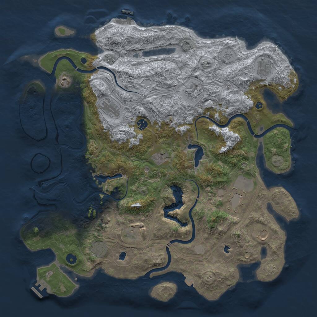 Rust Map: Procedural Map, Size: 4500, Seed: 22300773, 17 Monuments