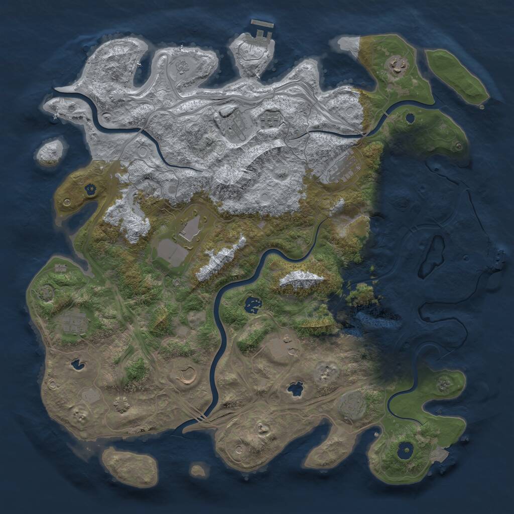 Rust Map: Procedural Map, Size: 4500, Seed: 1021482975, 17 Monuments