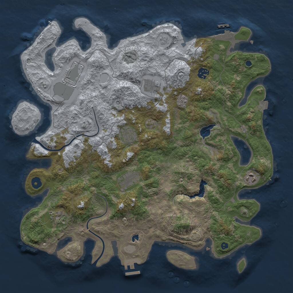 Rust Map: Procedural Map, Size: 4000, Seed: 1173795029, 14 Monuments