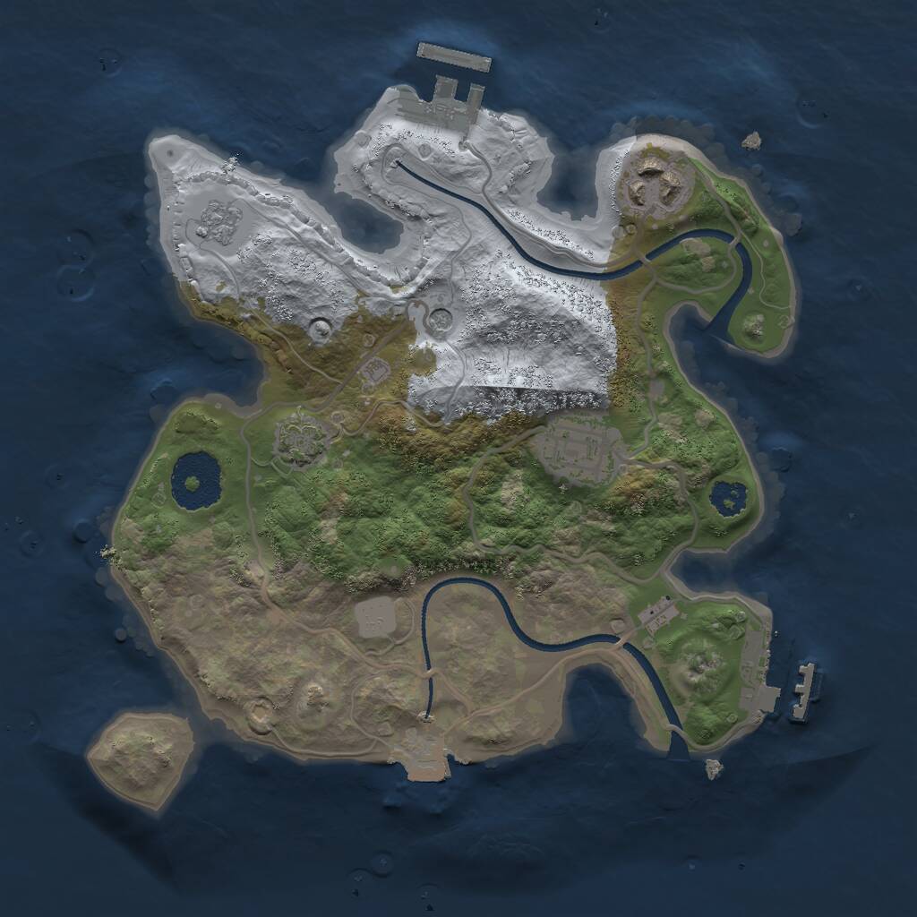 Rust Map: Procedural Map, Size: 2500, Seed: 1645332336, 8 Monuments