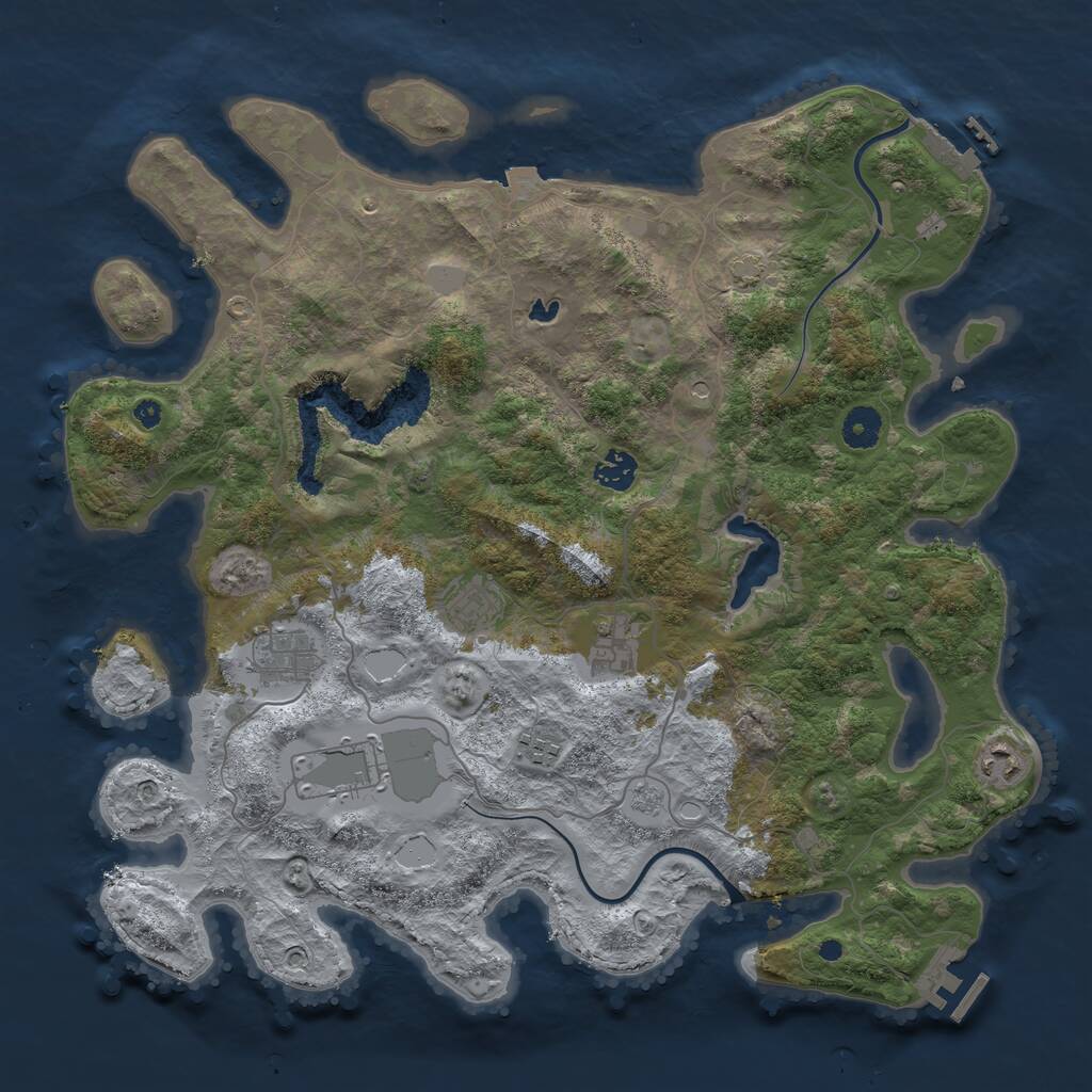 Rust Map: Procedural Map, Size: 4000, Seed: 327884614, 13 Monuments