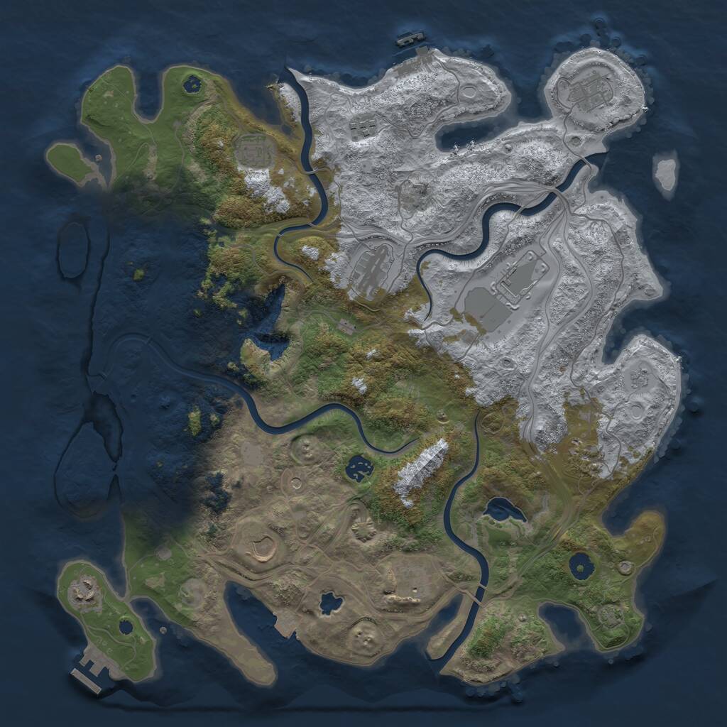 Rust Map: Procedural Map, Size: 4250, Seed: 551388, 16 Monuments