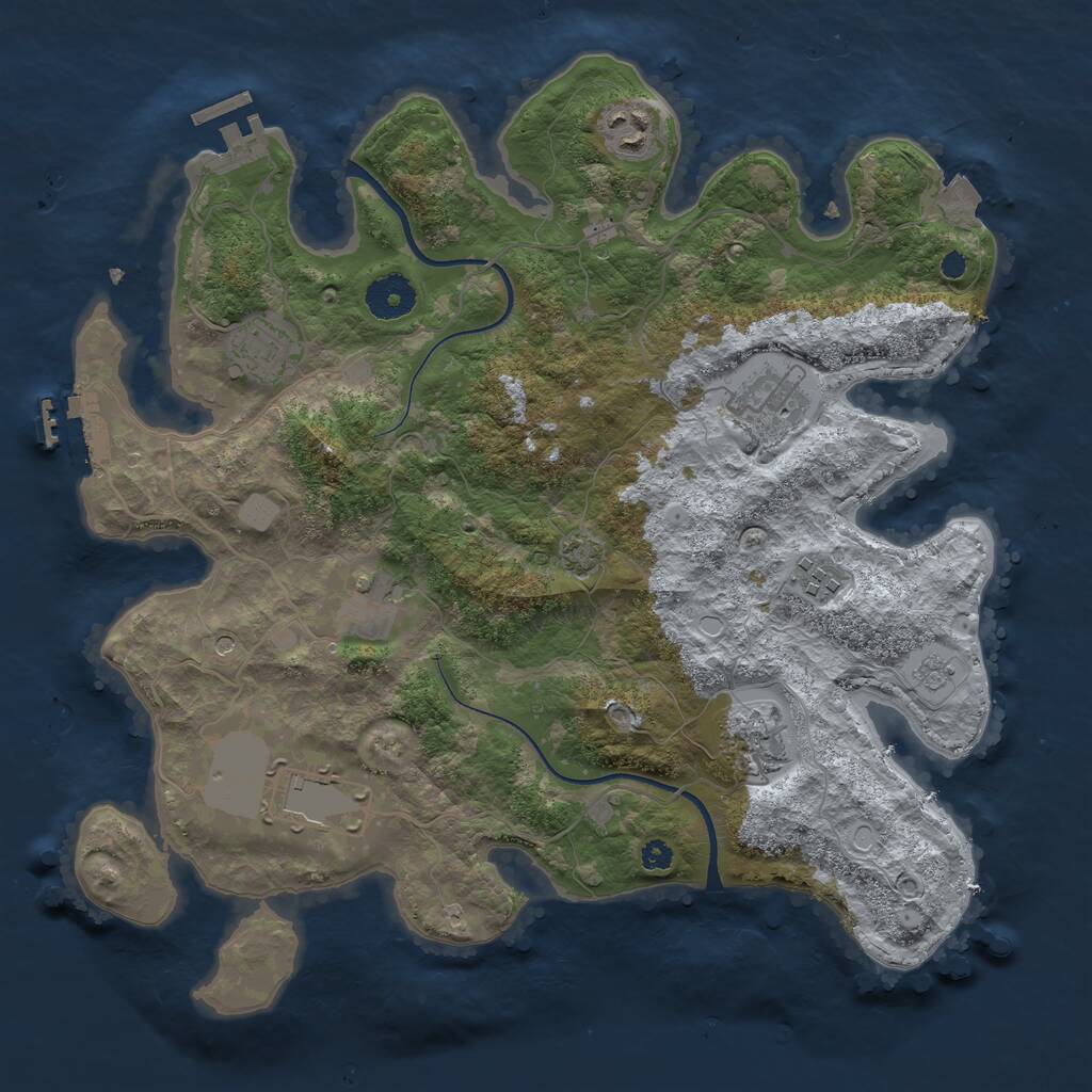 Rust Map: Procedural Map, Size: 3500, Seed: 1639221055, 13 Monuments