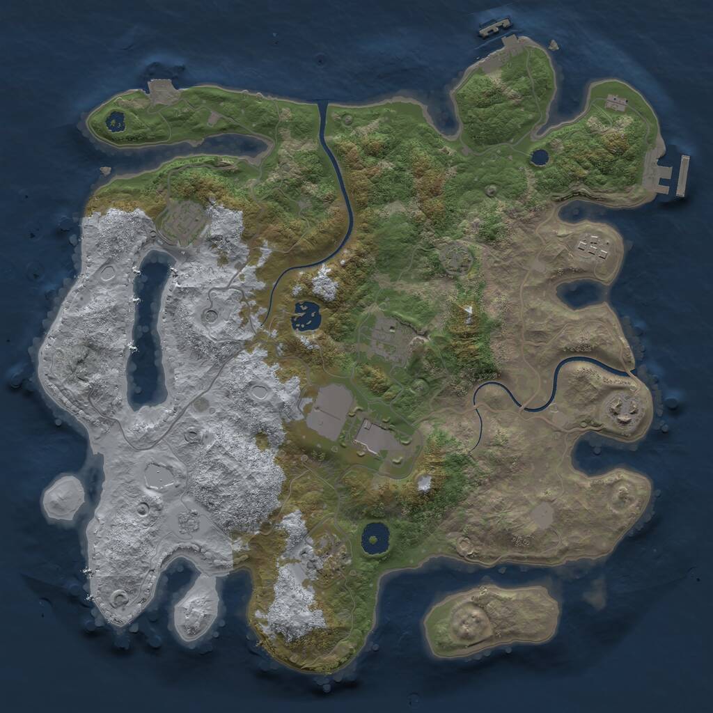 Rust Map: Procedural Map, Size: 3500, Seed: 1429775707, 13 Monuments