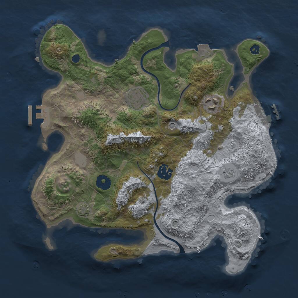 Rust Map: Procedural Map, Size: 3000, Seed: 873438514, 9 Monuments