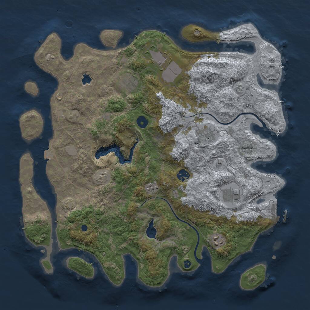 Rust Map: Procedural Map, Size: 4000, Seed: 19771982, 12 Monuments
