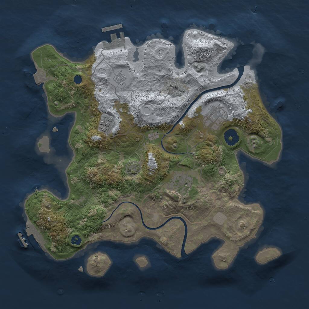 Rust Map: Procedural Map, Size: 3000, Seed: 13741807, 8 Monuments