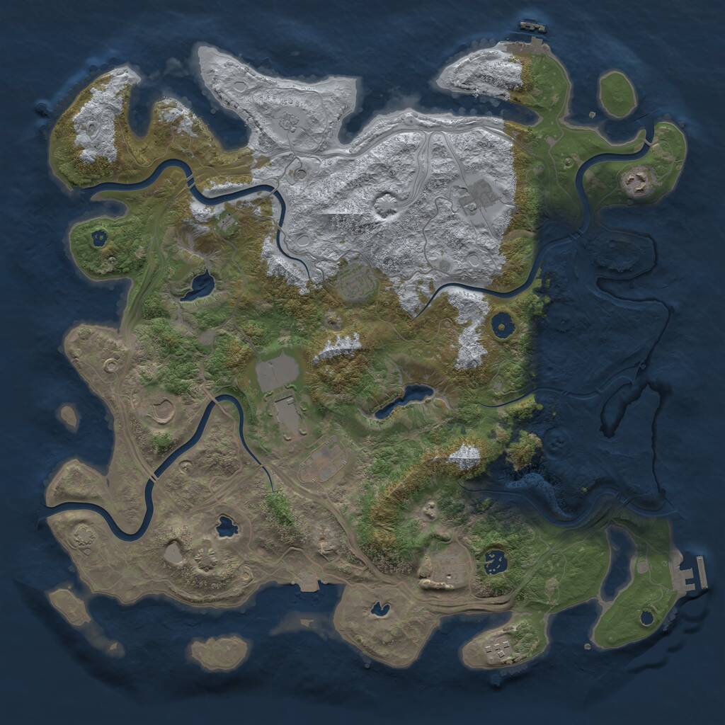 Rust Map: Procedural Map, Size: 4500, Seed: 1824418628, 15 Monuments