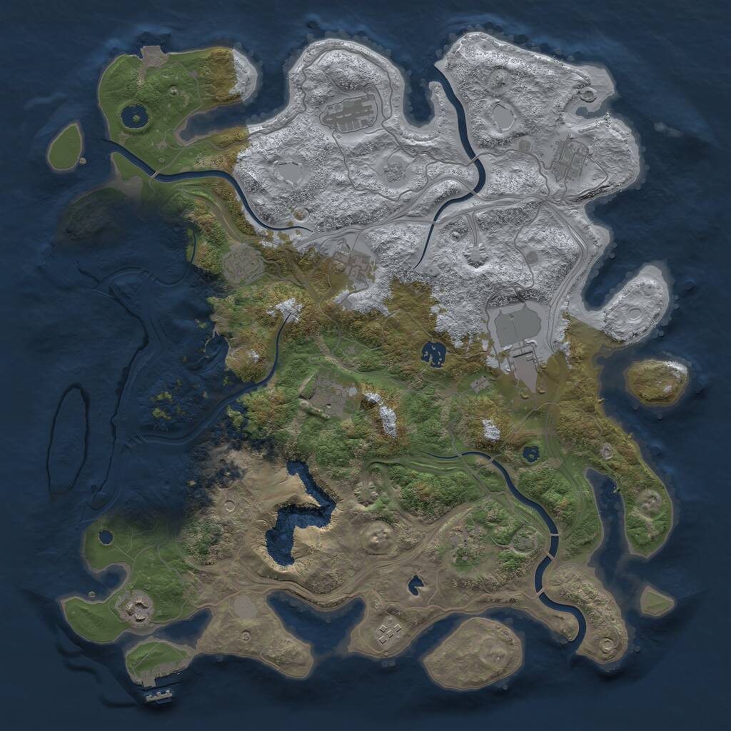 Rust Map: Procedural Map, Size: 4301, Seed: 8845442, 16 Monuments