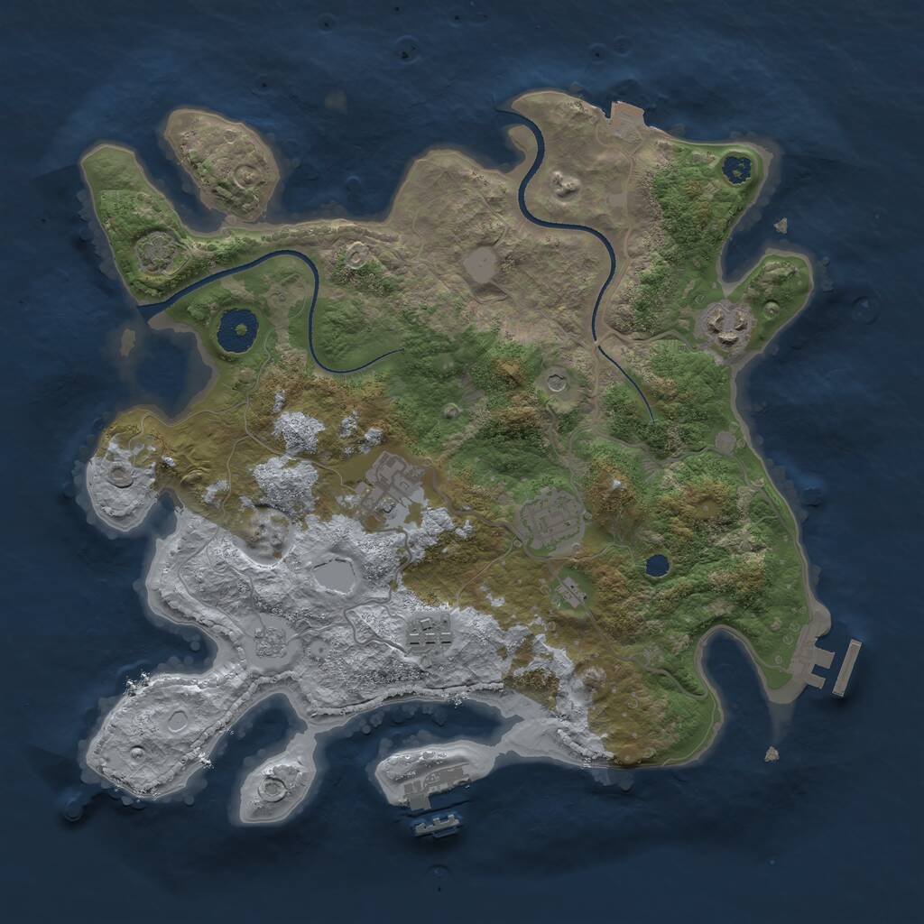 Rust Map: Procedural Map, Size: 3250, Seed: 1908534806, 10 Monuments