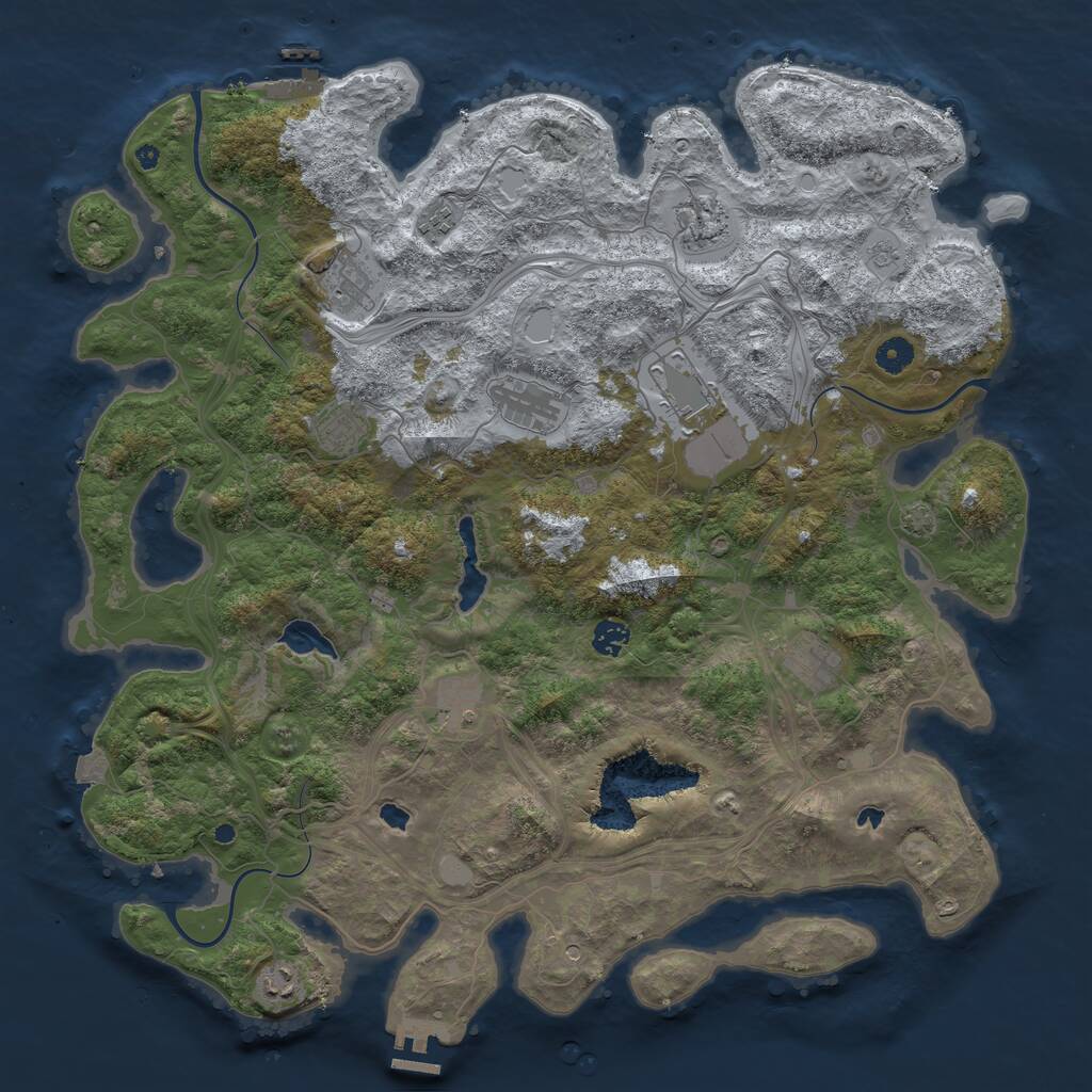 Rust Map: Procedural Map, Size: 4500, Seed: 1999215915, 16 Monuments