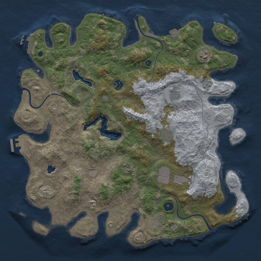 Rust Map: Procedural Map, Size: 4100, Seed: 3206547, 14 Monuments