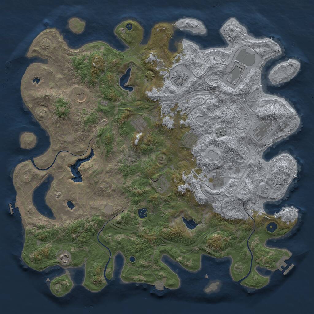 Rust Map: Procedural Map, Size: 4600, Seed: 74682501, 17 Monuments