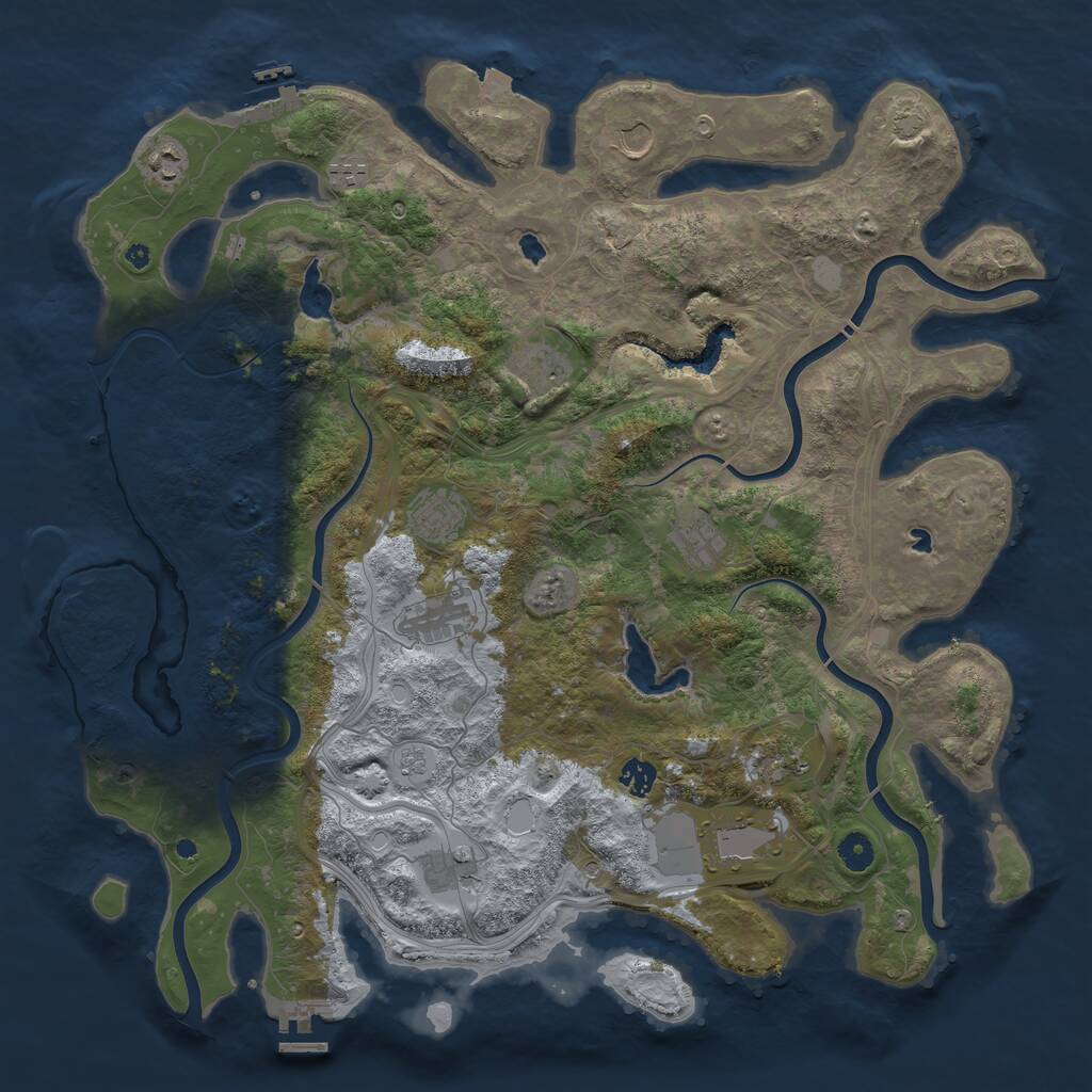Rust Map: Procedural Map, Size: 4500, Seed: 955402299, 17 Monuments