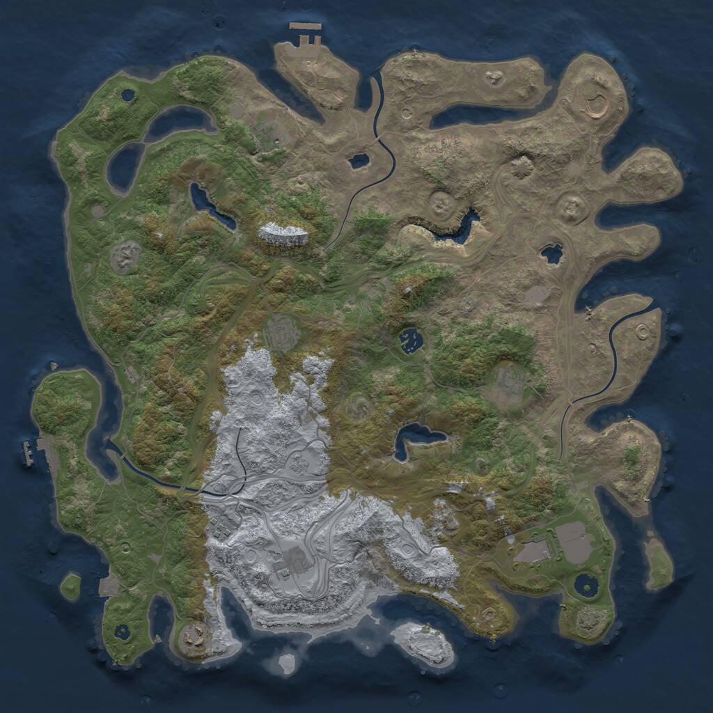 Rust Map: Procedural Map, Size: 4500, Seed: 955402299, 16 Monuments