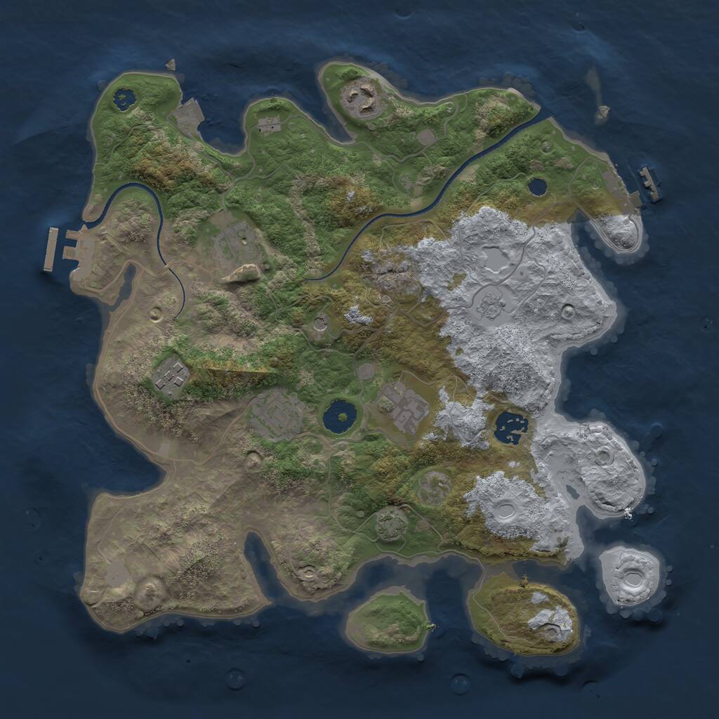 Rust Map: Procedural Map, Size: 3300, Seed: 1192744246, 12 Monuments