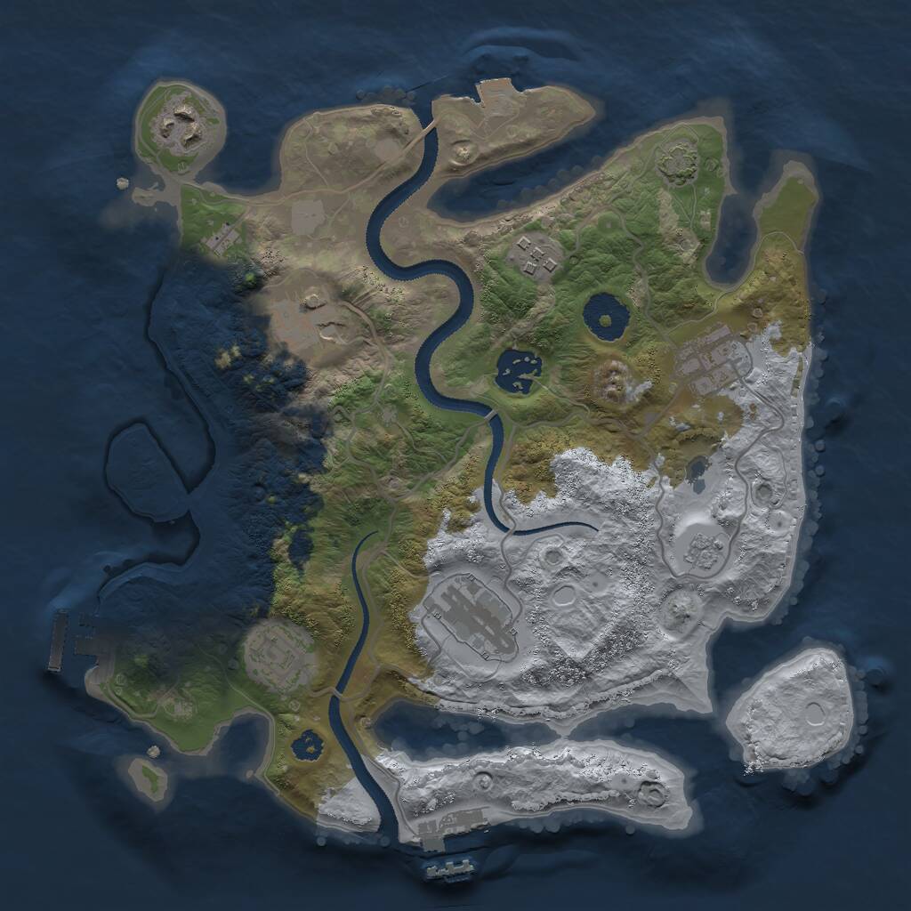 Rust Map: Procedural Map, Size: 3000, Seed: 759398, 12 Monuments