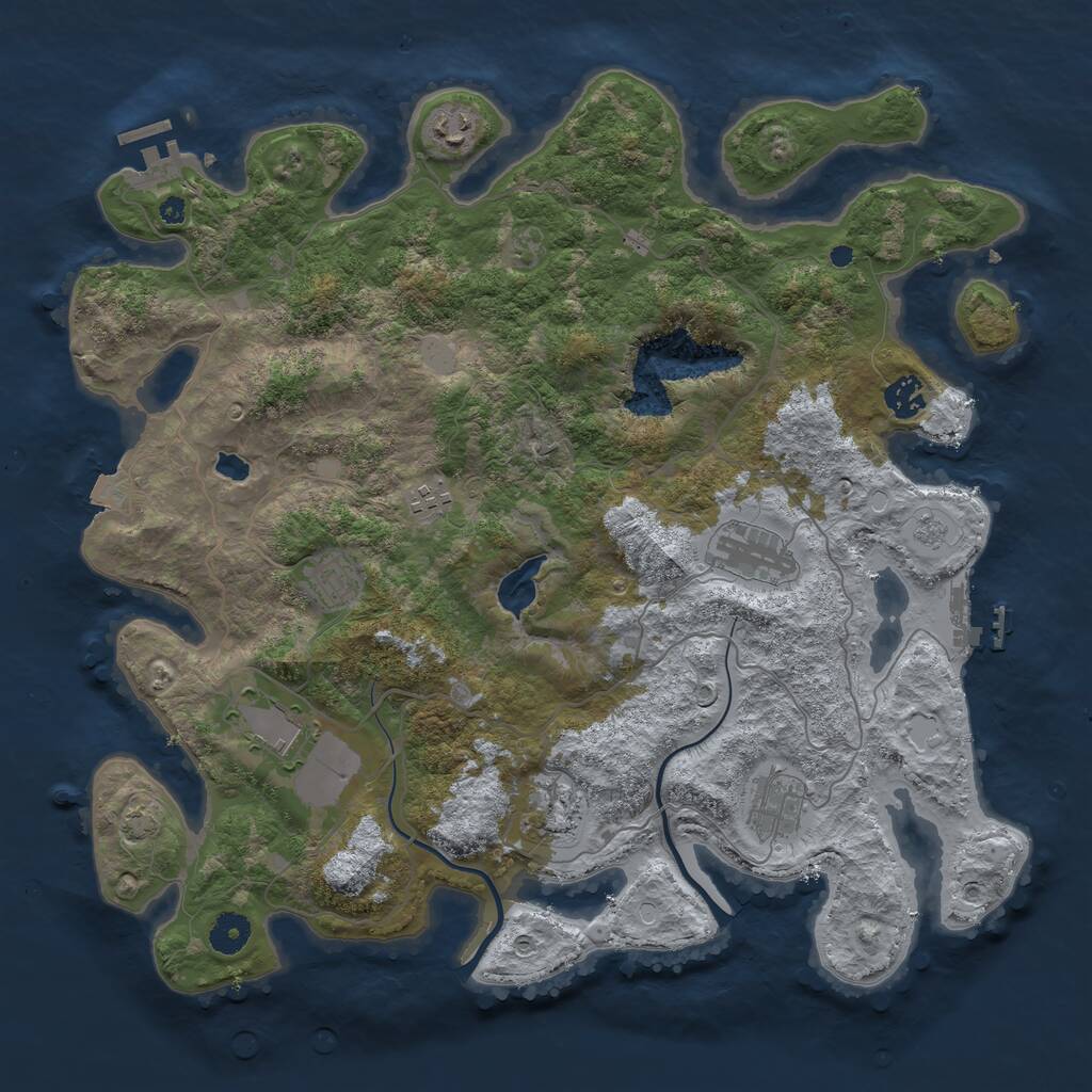 Rust Map: Procedural Map, Size: 4000, Seed: 964446118, 13 Monuments