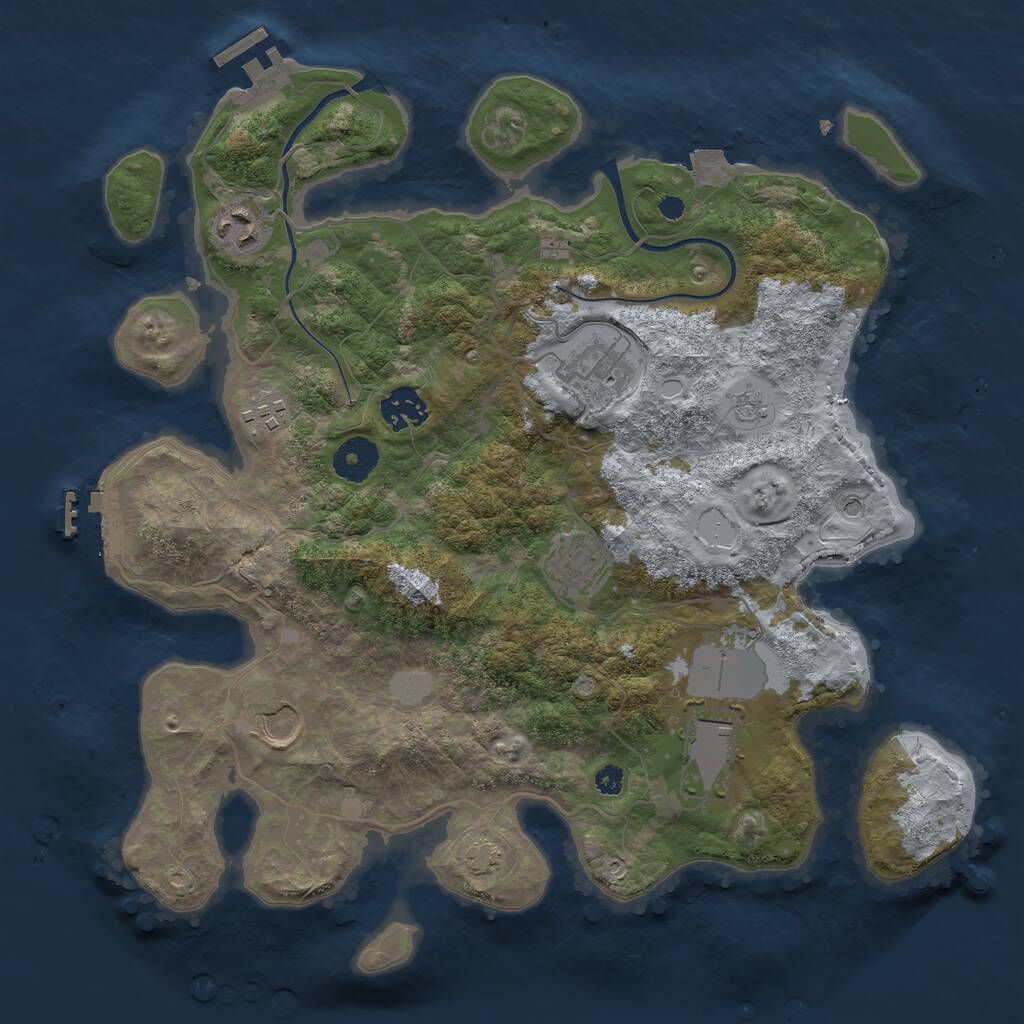 Rust Map: Procedural Map, Size: 3500, Seed: 75428734, 13 Monuments