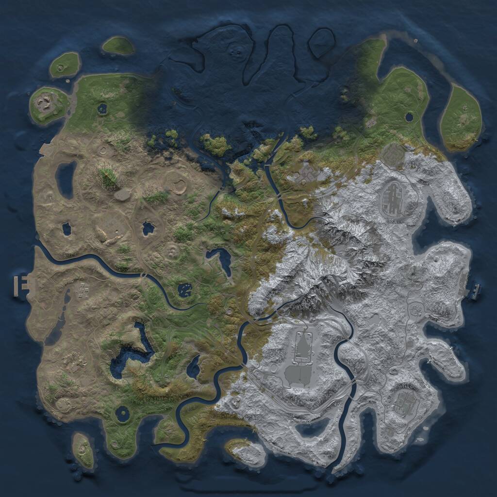 Rust Map: Procedural Map, Size: 5000, Seed: 88688868, 17 Monuments