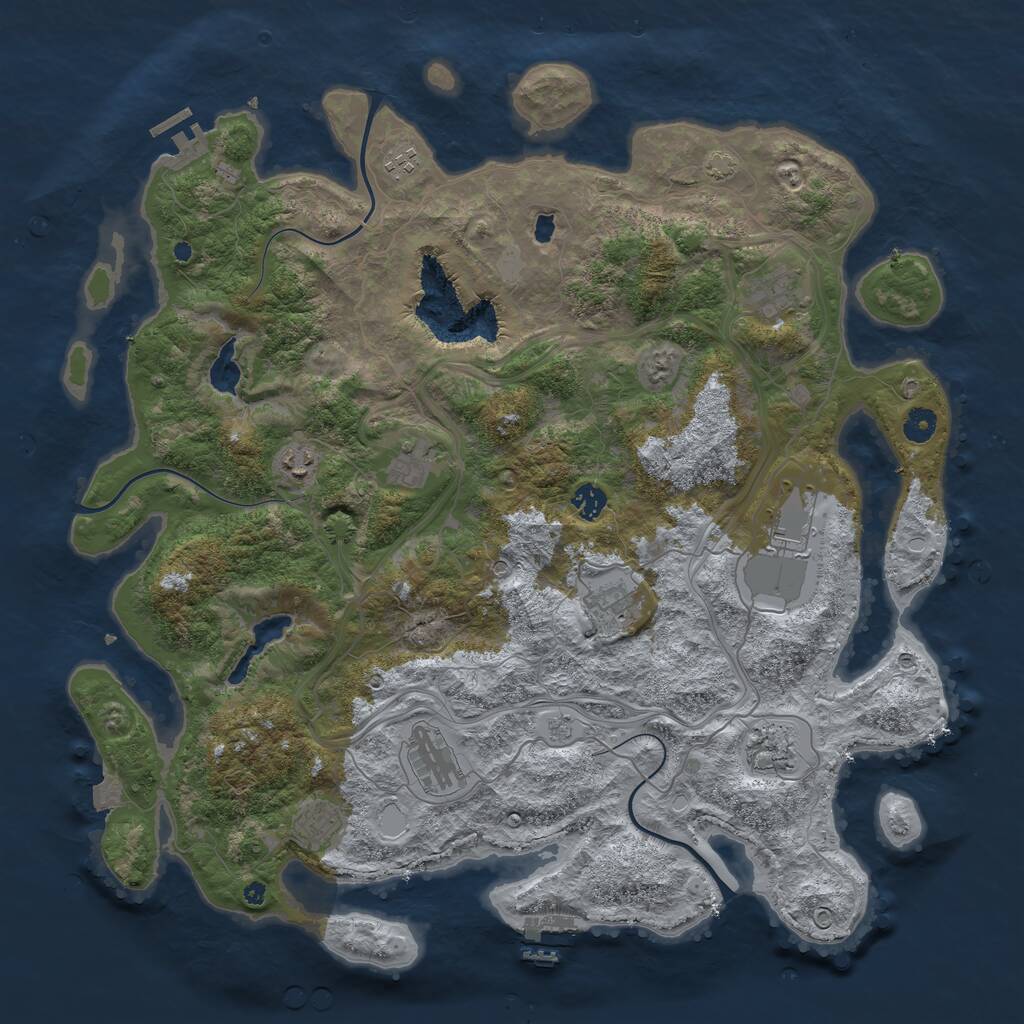 Rust Map: Procedural Map, Size: 4500, Seed: 1670400088, 16 Monuments