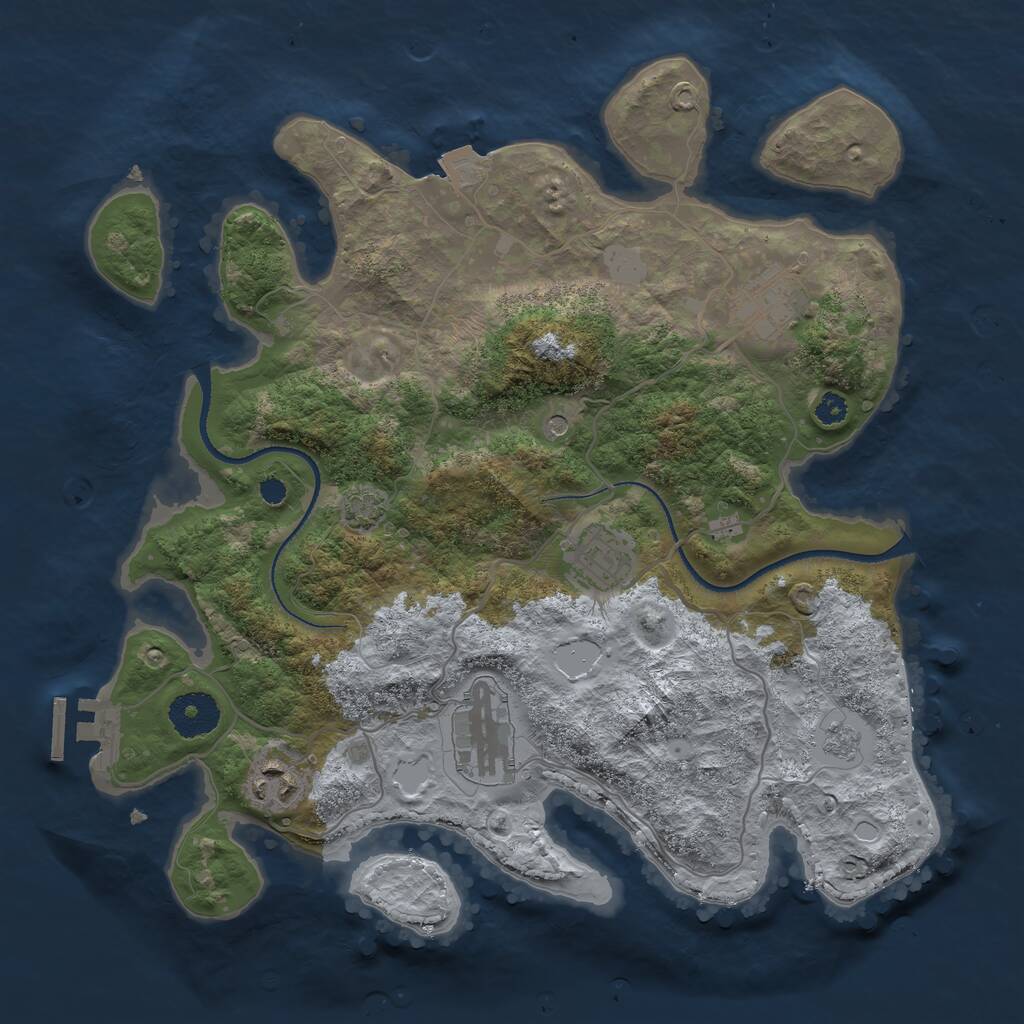 Rust Map: Procedural Map, Size: 3250, Seed: 2061557822, 9 Monuments