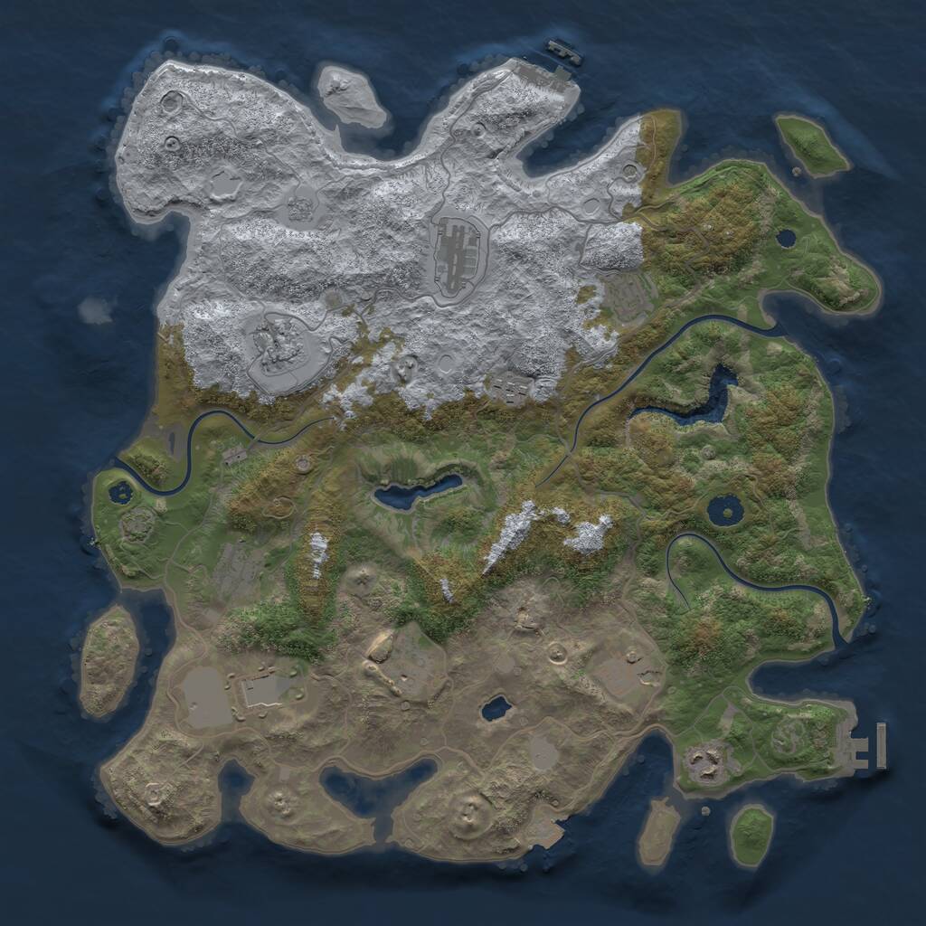 Rust Map: Procedural Map, Size: 4050, Seed: 603444625, 15 Monuments