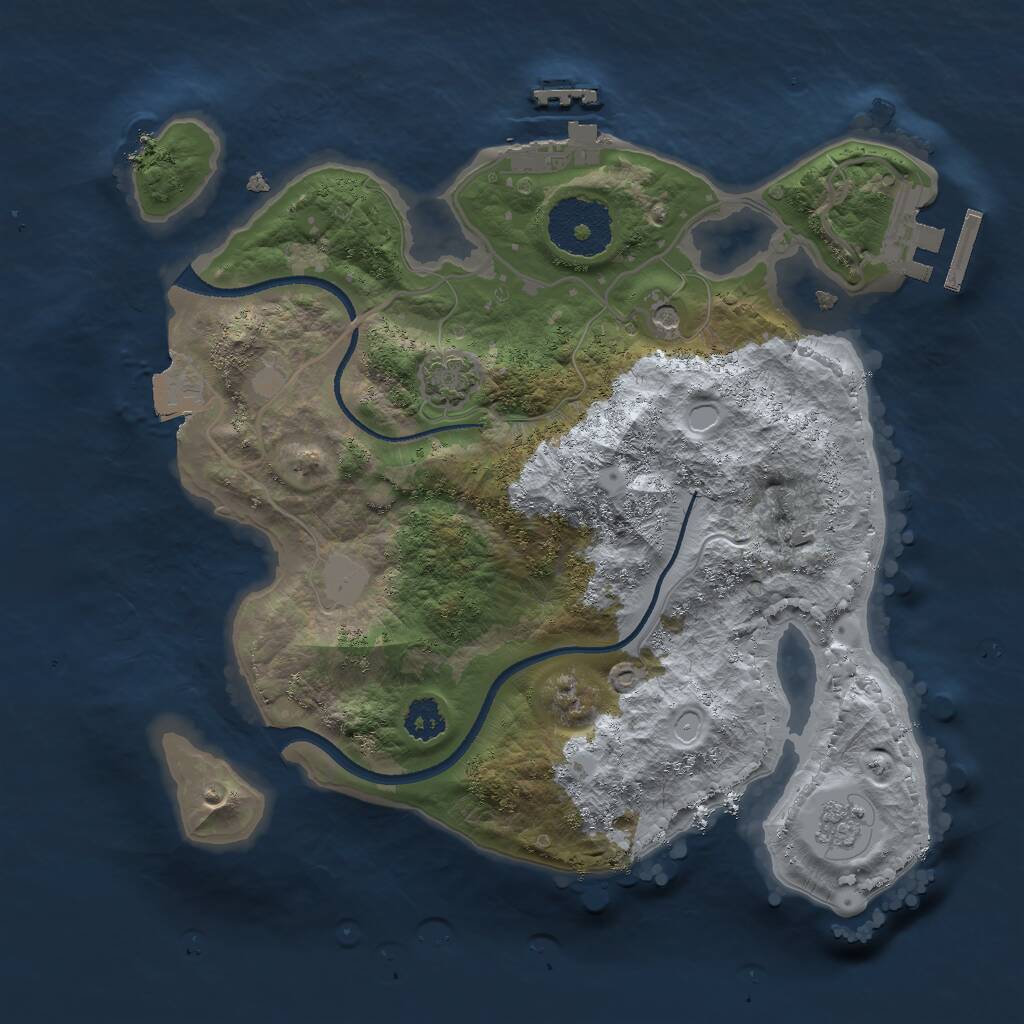 Rust Map: Procedural Map, Size: 2500, Seed: 1397950042, 6 Monuments