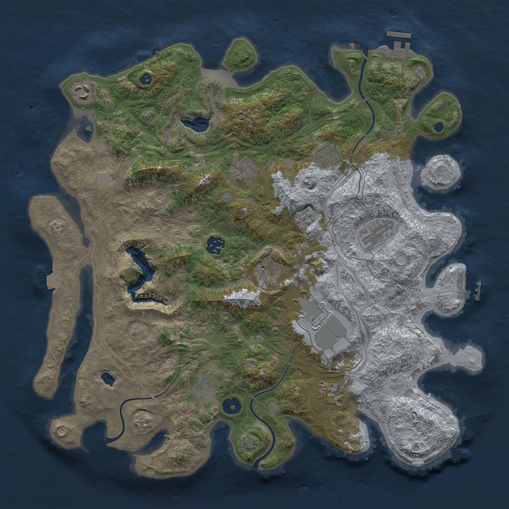 Rust Map: Procedural Map, Size: 4250, Seed: 19191244, 16 Monuments