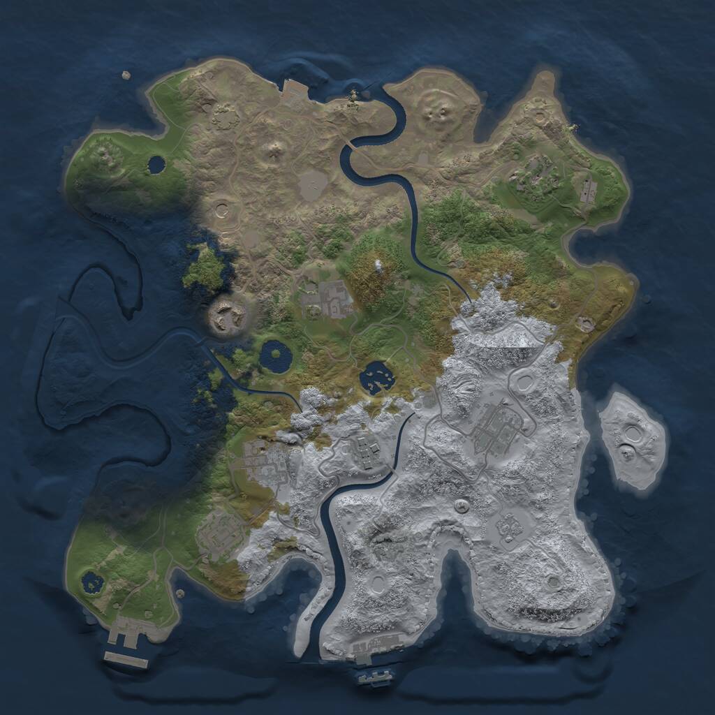 Rust Map: Procedural Map, Size: 3300, Seed: 360119857, 14 Monuments