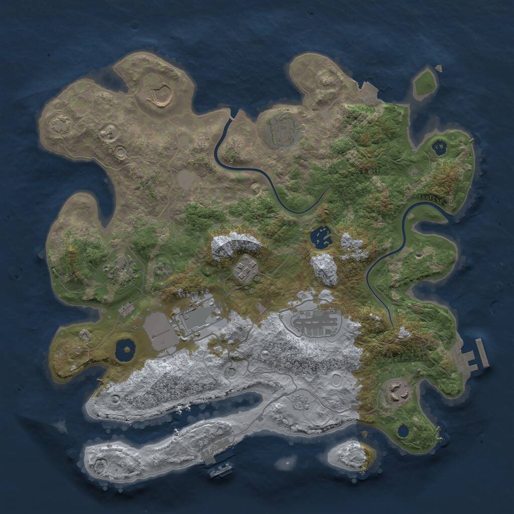 Rust Map: Procedural Map, Size: 3500, Seed: 713522363, 14 Monuments