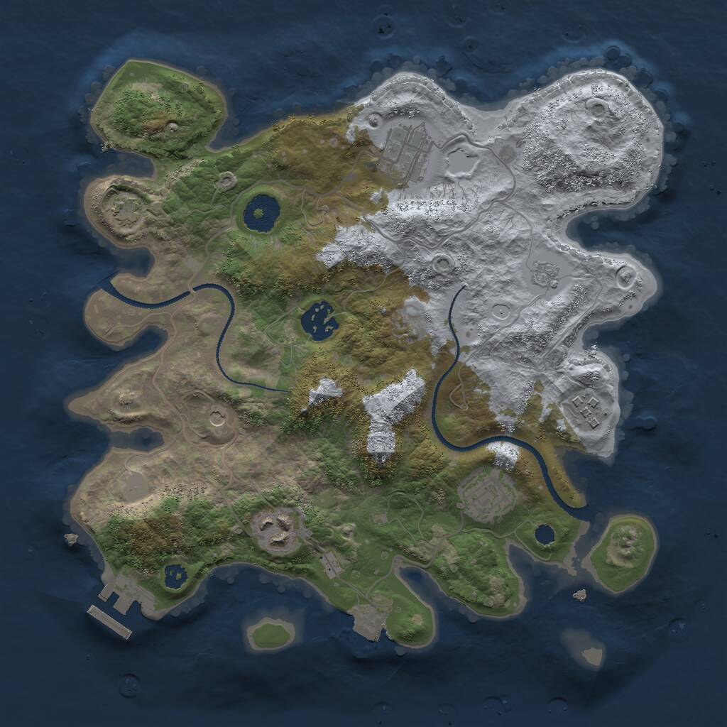 Rust Map: Procedural Map, Size: 3000, Seed: 1423446075, 10 Monuments