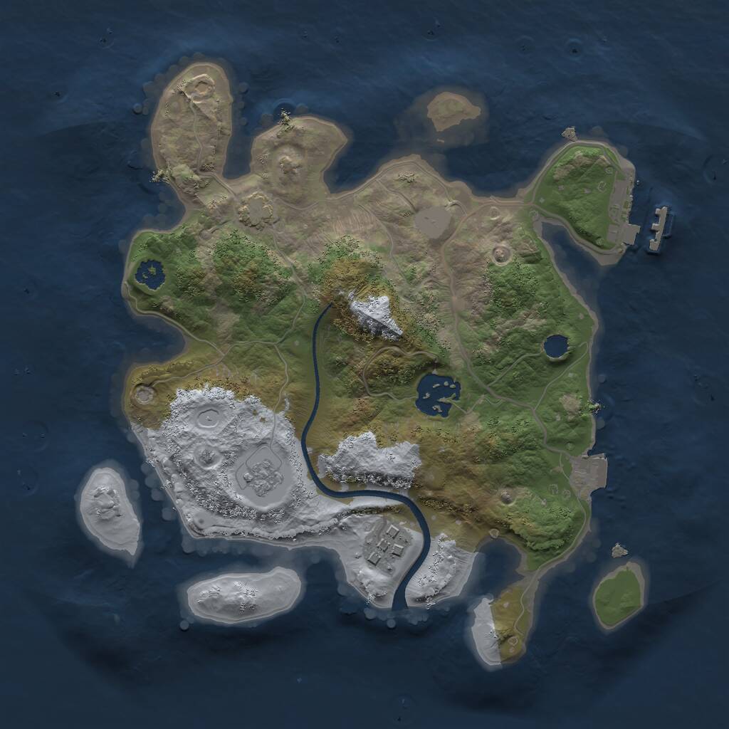 Rust Map: Procedural Map, Size: 2500, Seed: 1596387677, 6 Monuments