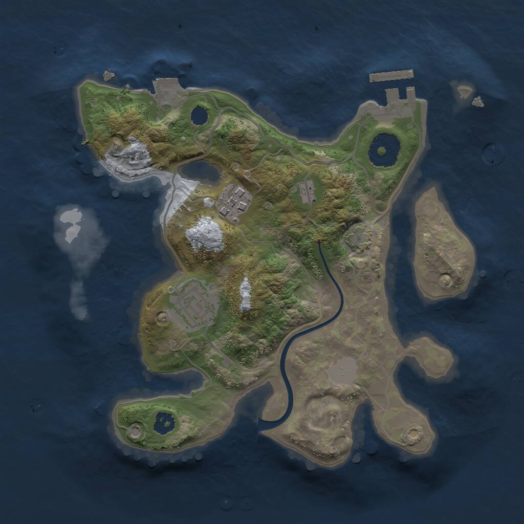 Rust Map: Procedural Map, Size: 2400, Seed: 1028249555, 5 Monuments