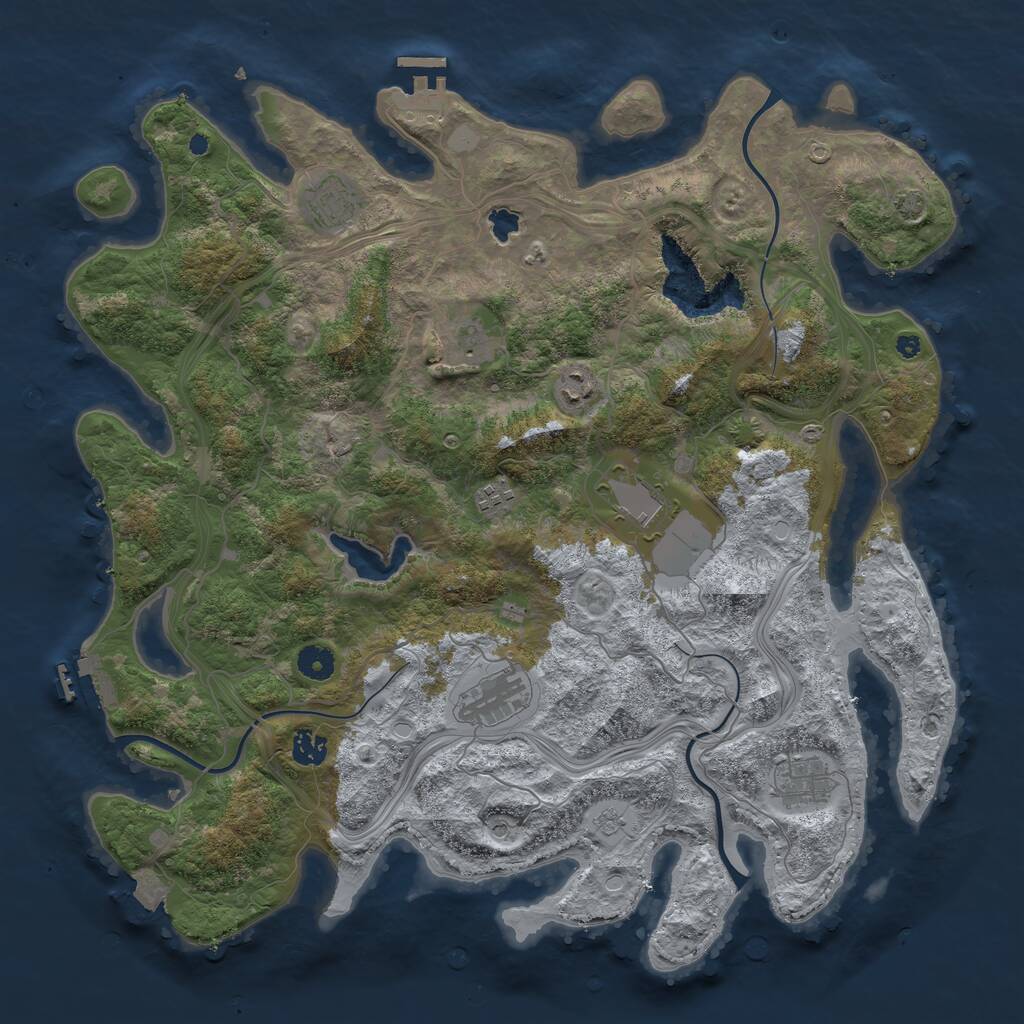 Rust Map: Procedural Map, Size: 4250, Seed: 162312421, 14 Monuments