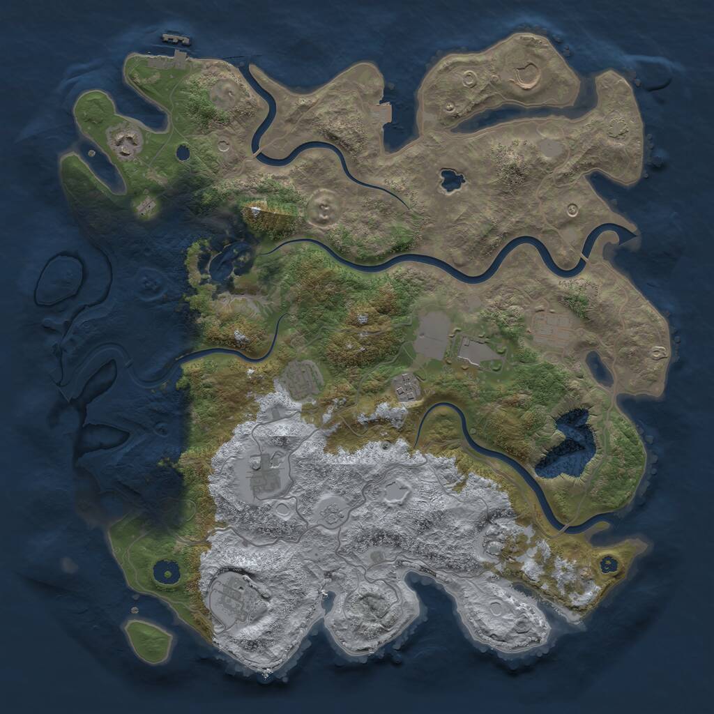Rust Map: Procedural Map, Size: 4100, Seed: 1670721295, 14 Monuments