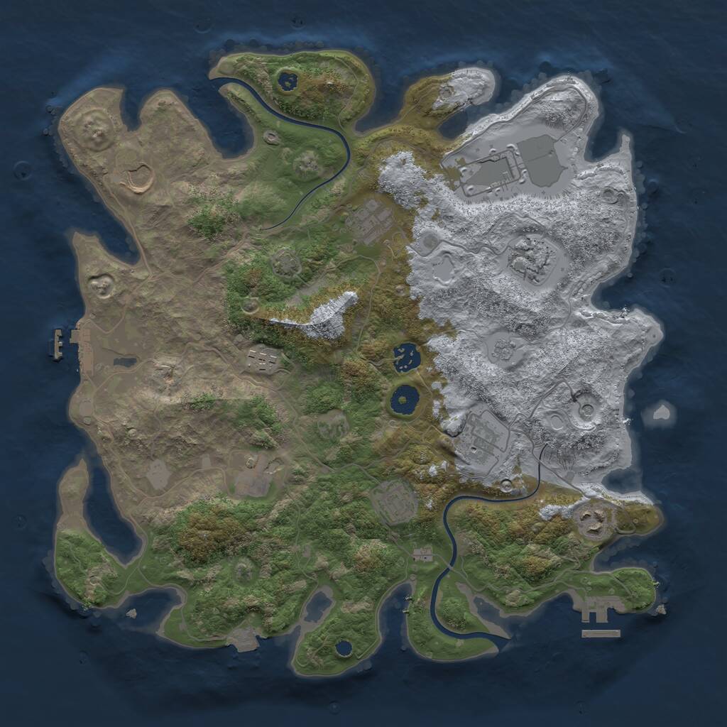 Rust Map: Procedural Map, Size: 3800, Seed: 85989819, 16 Monuments