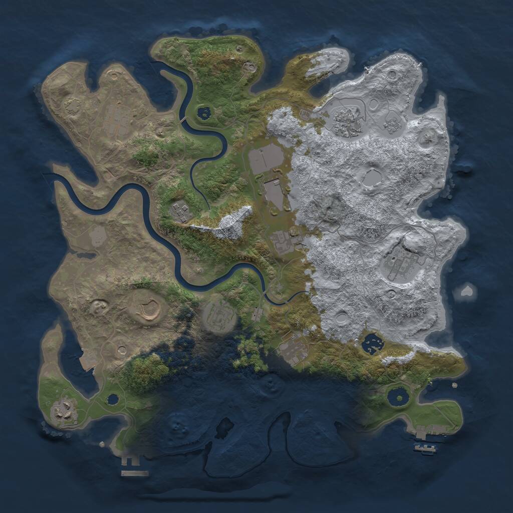 Rust Map: Procedural Map, Size: 3800, Seed: 85989819, 17 Monuments