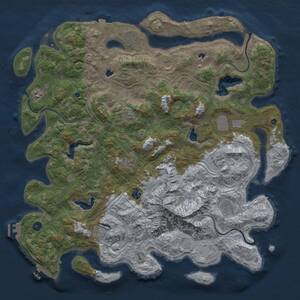 Thumbnail Rust Map: Procedural Map, Size: 5000, Seed: 1675174006, 16 Monuments