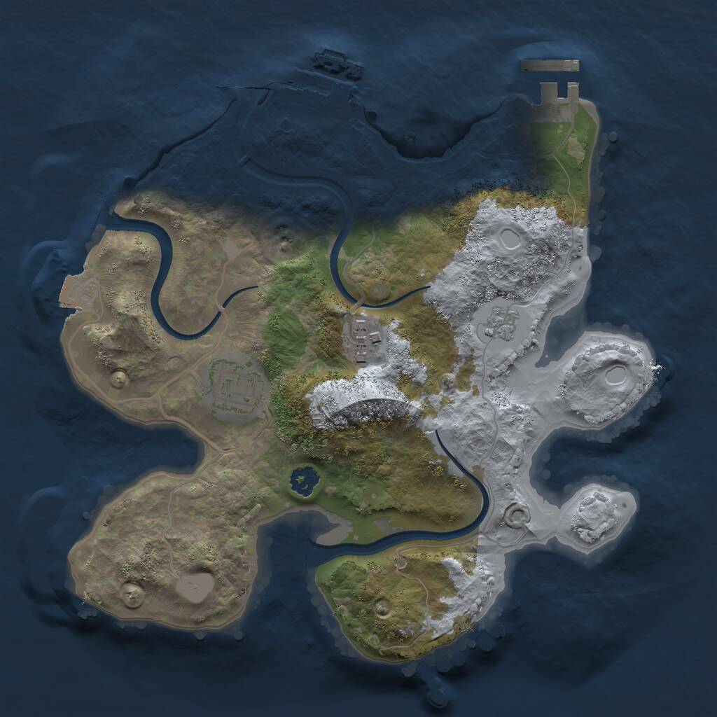 Rust Map: Procedural Map, Size: 2500, Seed: 338740930, 6 Monuments