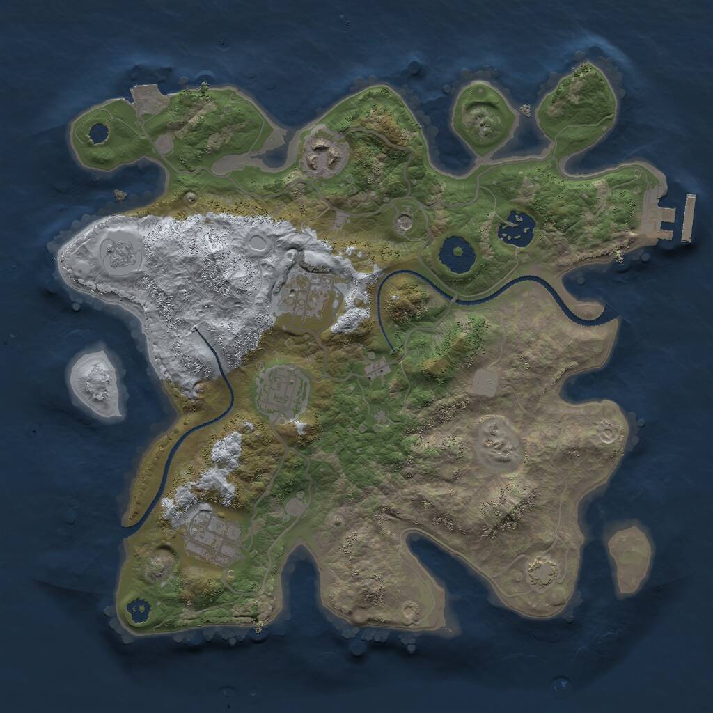 Rust Map: Procedural Map, Size: 3000, Seed: 746390, 10 Monuments