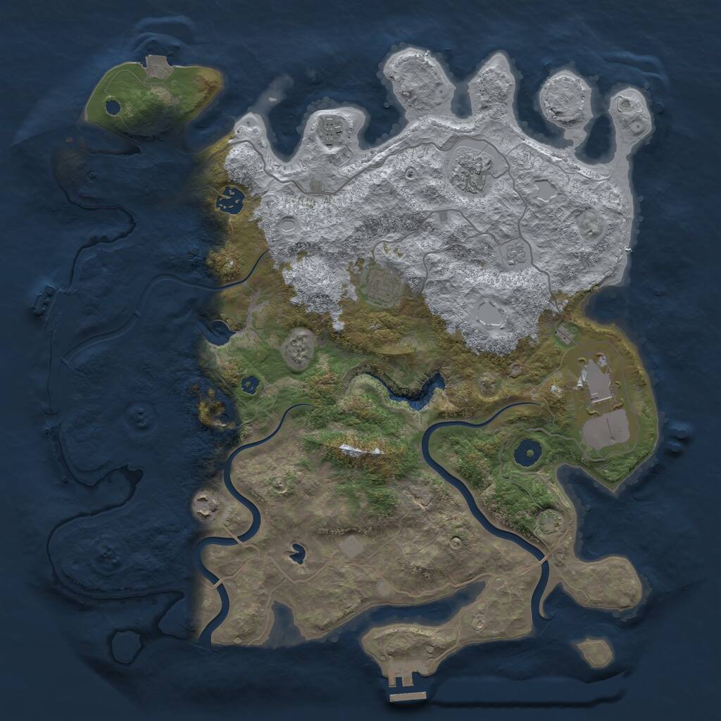 Rust Map: Procedural Map, Size: 4000, Seed: 1832583249, 12 Monuments