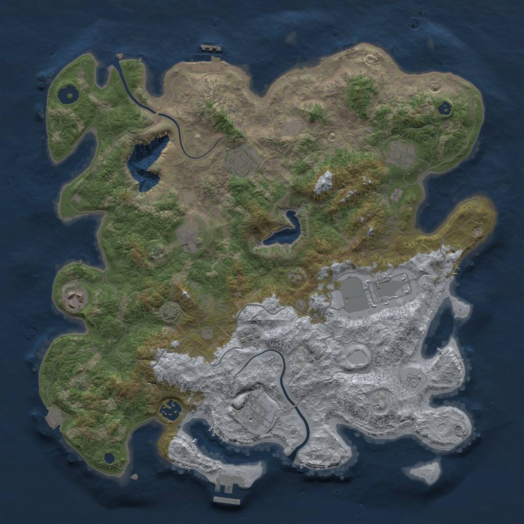 Rust Map: Procedural Map, Size: 4000, Seed: 1675174006, 13 Monuments