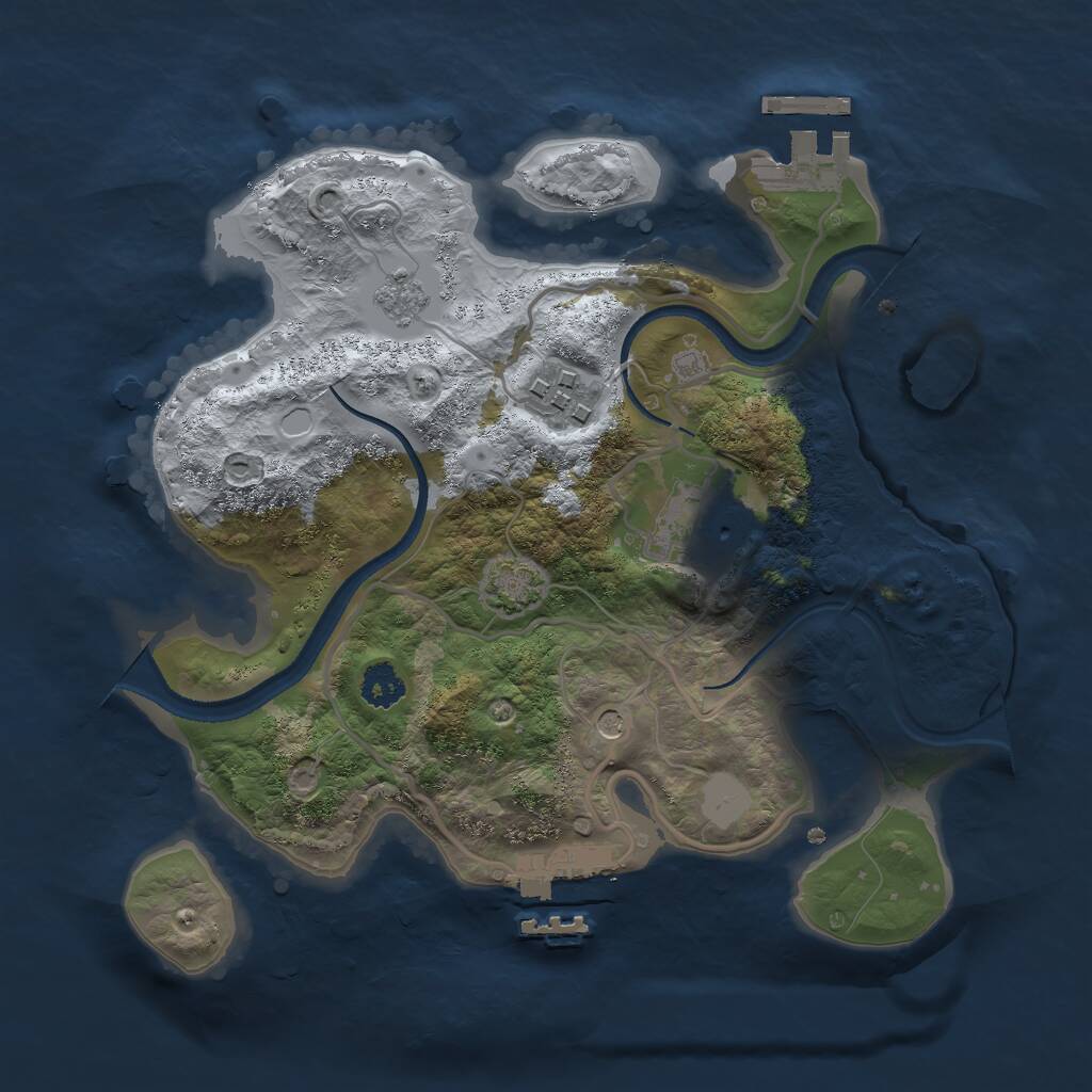 Rust Map: Procedural Map, Size: 2500, Seed: 44295, 8 Monuments