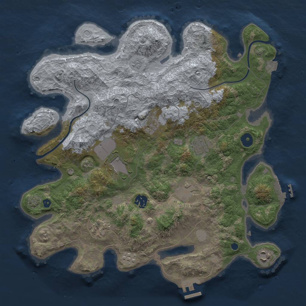 Rust Map: Procedural Map, Size: 3600, Seed: 1020, 14 Monuments