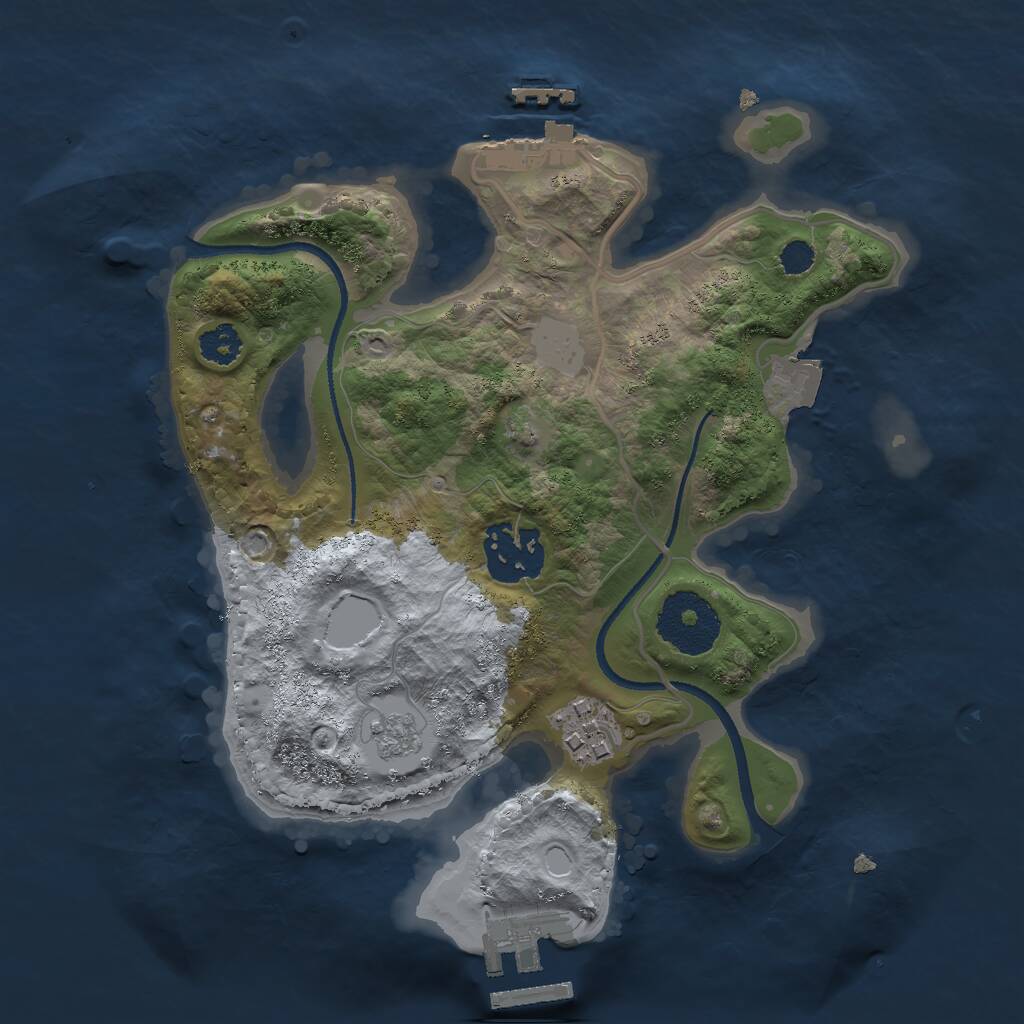 Rust Map: Procedural Map, Size: 2500, Seed: 985289081, 6 Monuments